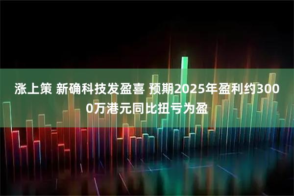 涨上策 新确科技发盈喜 预期2025年盈利约3000万港元同比扭亏为盈